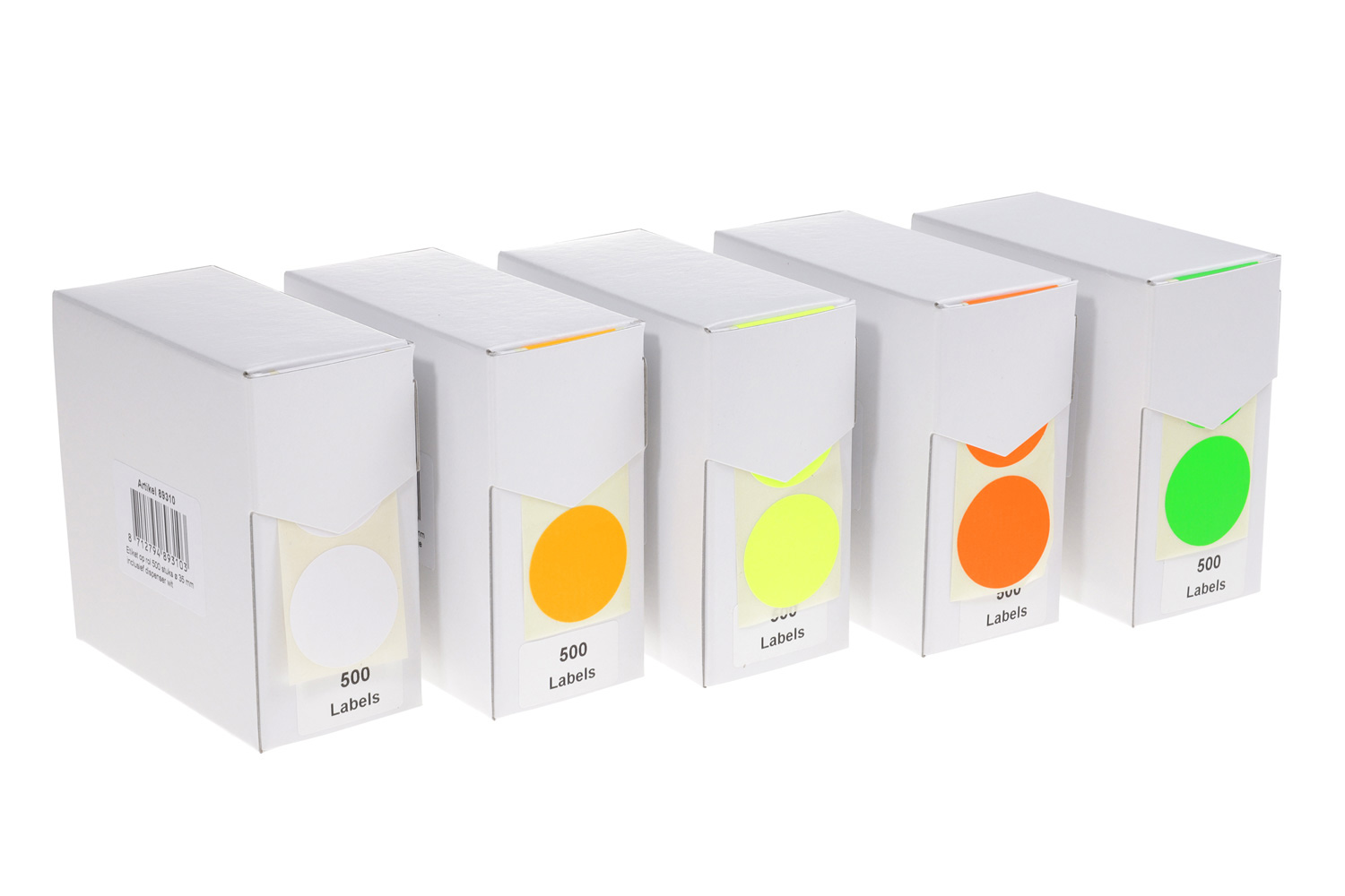Markeringsetiketten in dispenser - ø 35mm fluor geel 500 etiketten - Afbeelding 3