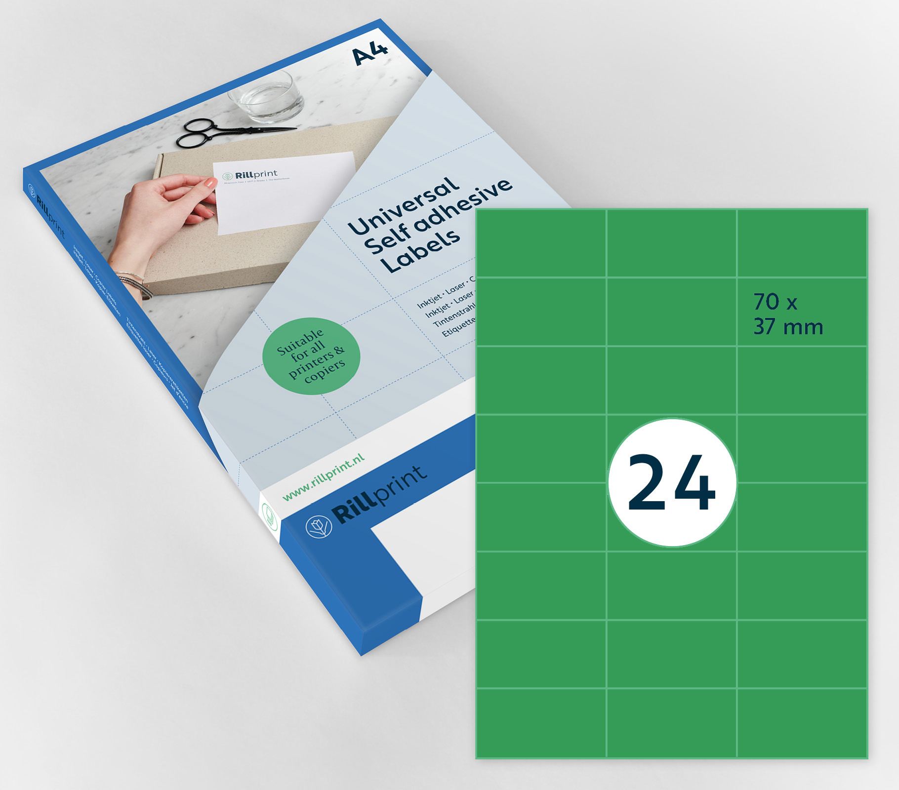 A4 etiket gekleurd groen 70 x 37 mm **