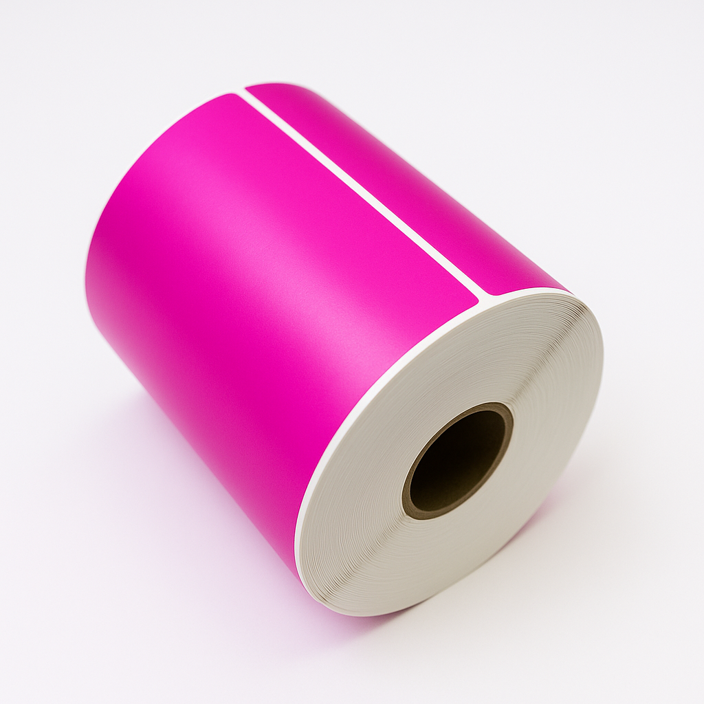 Verzendetiket Roze 102x150mm kern ø25 280 etiketten
