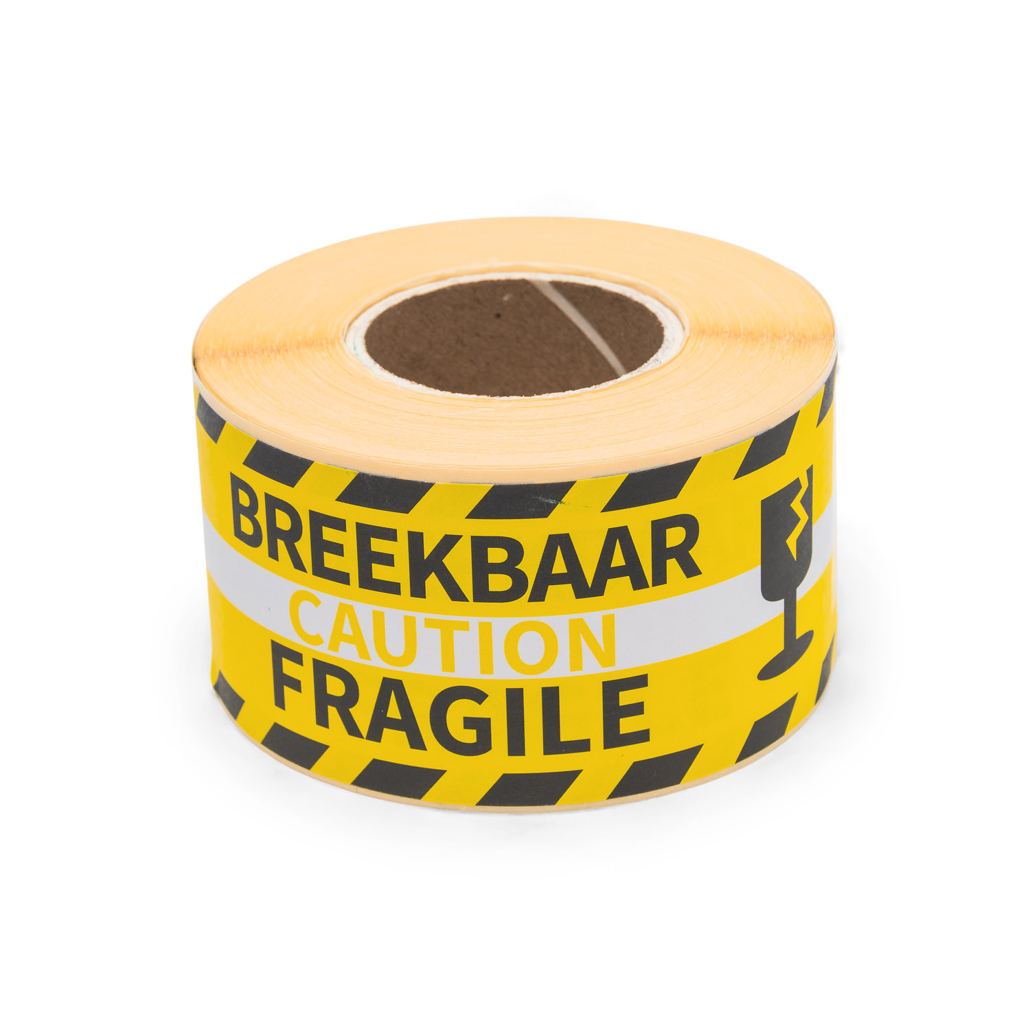 Etiket op rol - Breekbaar / Caution / Fragile 46x125mm - Afbeelding 2