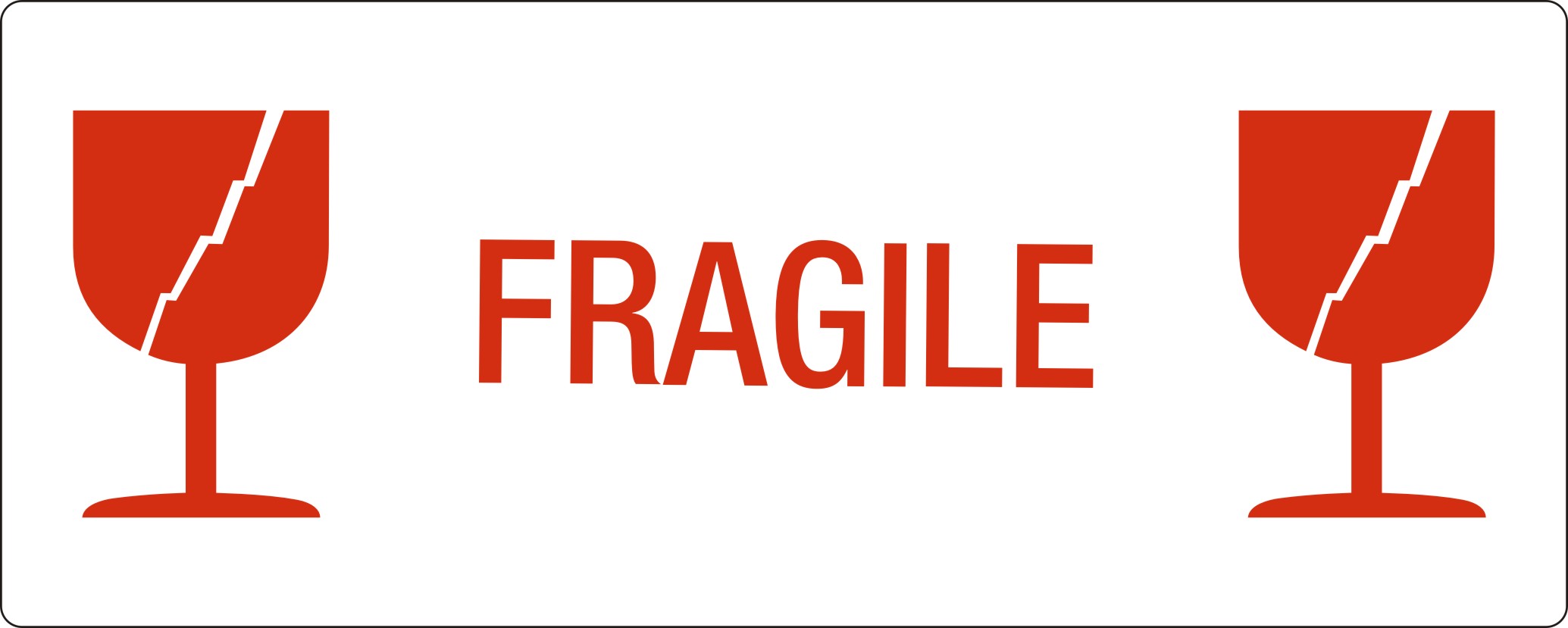 Etiket op rol - Fragile 2 glazen 150x60mm