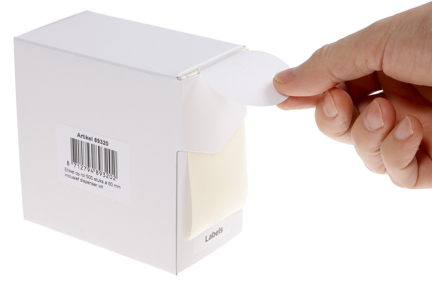 Markeringsetiketten in dispenser - ø 50mm wit 500 etiketten - Afbeelding 2