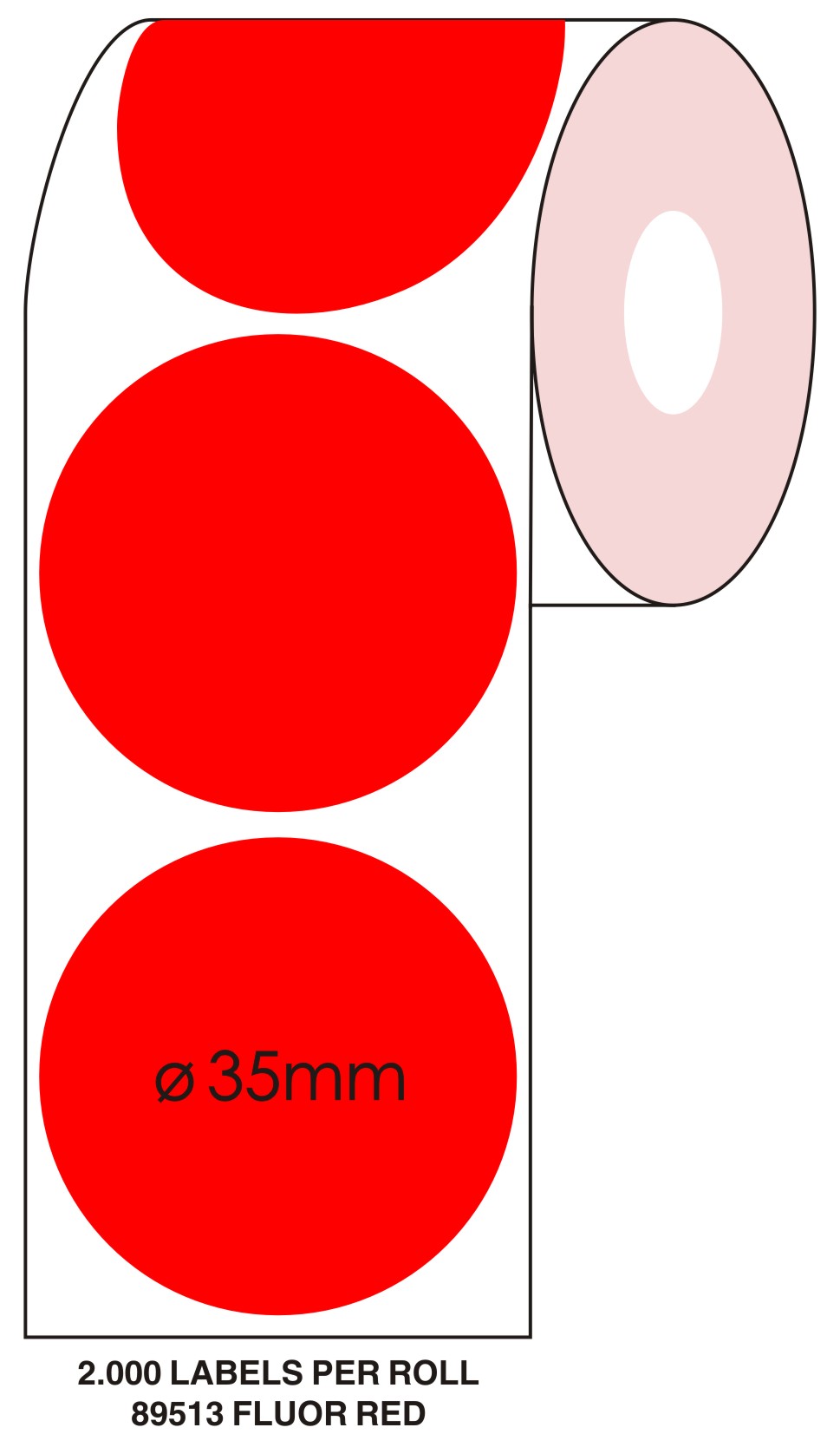 Markeringsetiketten op rol - ø 35mm fluor rood 2.000 etiketten - Afbeelding 2