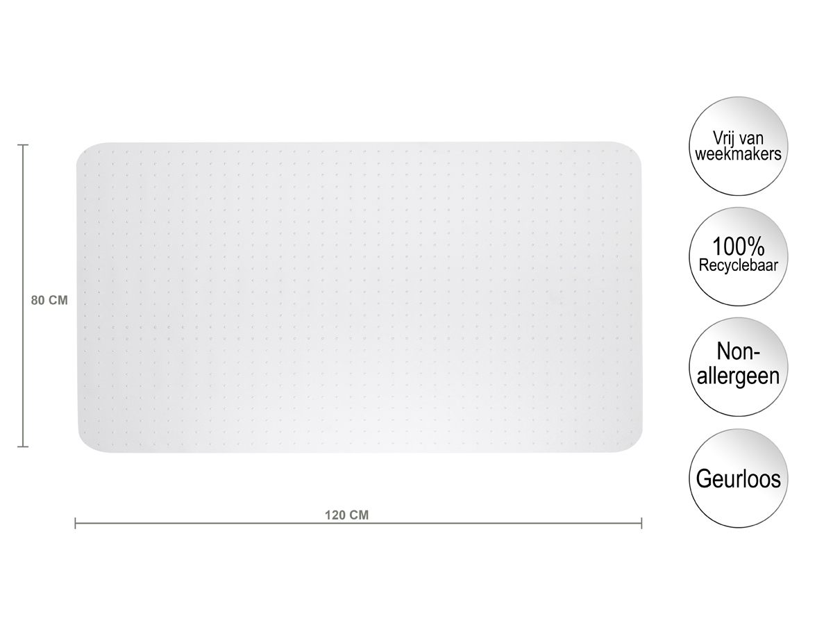 Stoelmat - Tapijt vloer 1200x800x1,9mm Polycarbonaat - Afbeelding 2