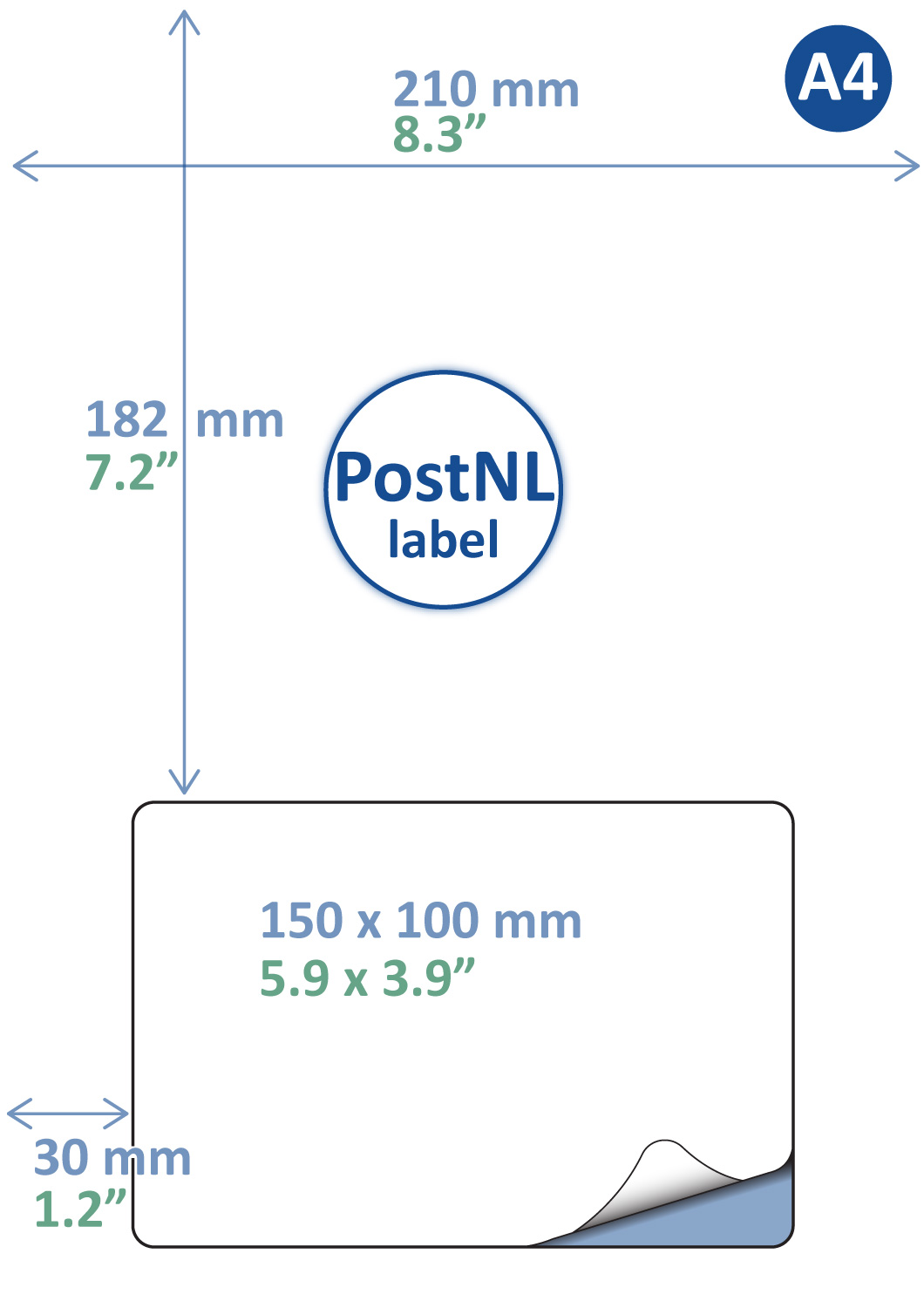 A4 etiket Afneembaar PostNL 150 x 100 mm ** - Afbeelding 2